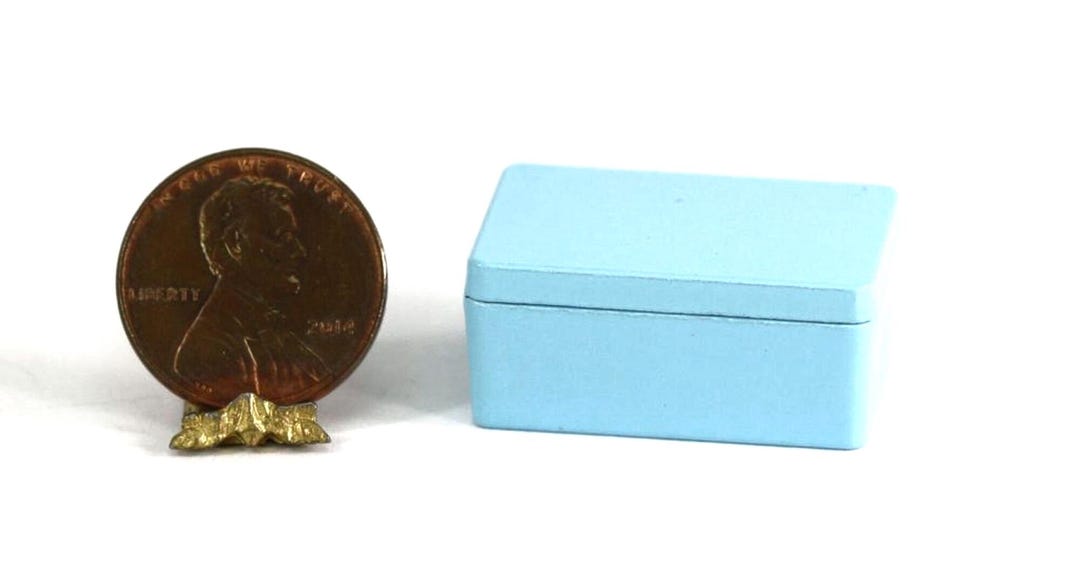 Mini Blue Box Miniature Blue Metal Box With Lid - Etsy