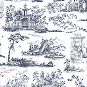 Dollhouse Miniature 1:12 Scale Wallpaper Rose Hill Toile Blue on White