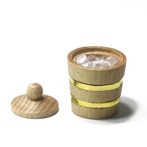 Dollhouse Miniature Wood Ice Bucket with Ice Cubes