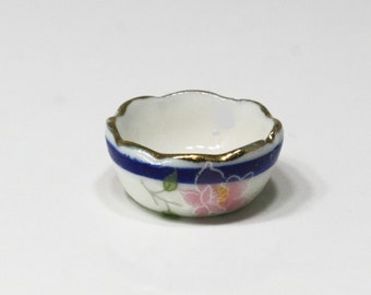 Dollhouse Miniature Blue Floral Serving Bowl