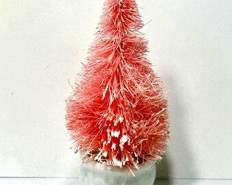 Miniature Pink Christmas Tree in a White Ceramic Urn