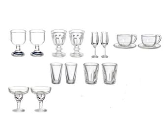 Dollhouse Miniature 1:12 Scale 14 piece Glassware Set by Miniatures World