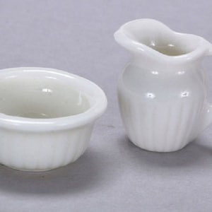 Dollhouse Miniature Pitcher & Bowl in White