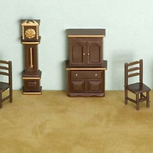 Dollhouse Miniature 1/4 Inch Scale Dining Room Set by Mini Dollhouse Furniture