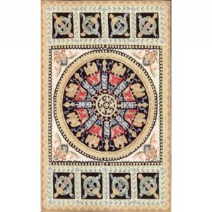 Dollhouse Miniature Traditional Medium Beige, Blue & Red Area Rug