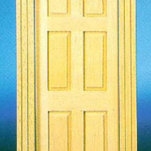 Dollhouse Miniature Traditional 6 Panel Door with Blocks and Trim
