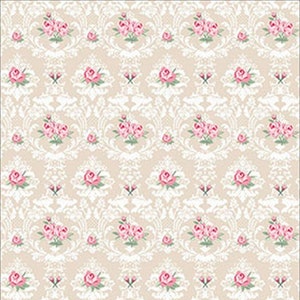 Dollhouse Wallpaper - Daniella Floral Damask - Beige