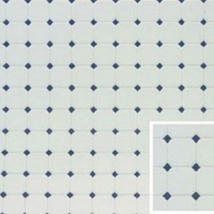 Dollhouse Miniature Diamond Tile Flooring in Slate Blue and White FF60650
