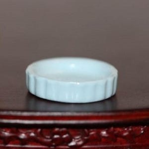 Dollhouse Miniature Baby Blue Porcelain Quiche or Pie Dish with Fluted Edge