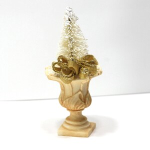 Dollhouse Miniature Artisan White Christmas Topiary in a Falcon Miniatures Urn