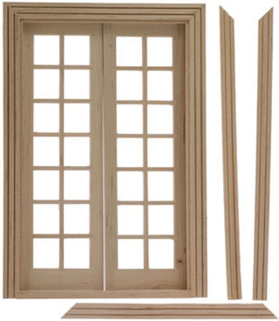 Dollhouse Miniature Double French Doors for Interior or Exterior