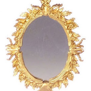 Dollhouse Miniature Ornate Oval Gold Mirror