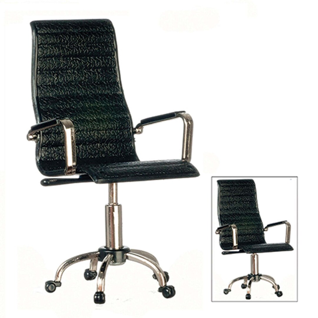 Dollhouse Miniature Office Directors Chair in Black by Town Square
