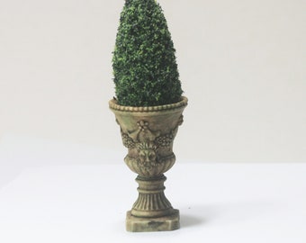 Dollhouse Miniature Artisan Topiary in an Aged Terracotta Falcon Pot or Urn