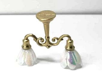 Dollhouse Non-Working Ceiling Gas Light with White Opaline  Shade