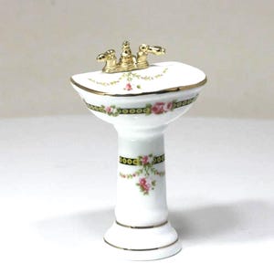 Dollhouse Miniature  Victoria Rose Bathroom Sink by Reutter Porcelain