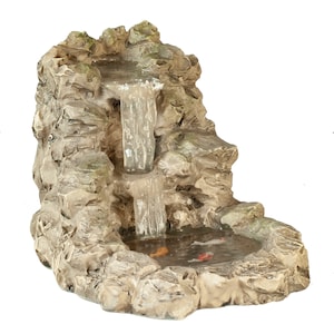 Dollhouse Miniature Artisan Waterfall with Goldfish by Falcon Miniatures
