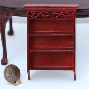 Dollhouse Miniature Hand Carved Mahogany Wall Shelf with Crown Molding