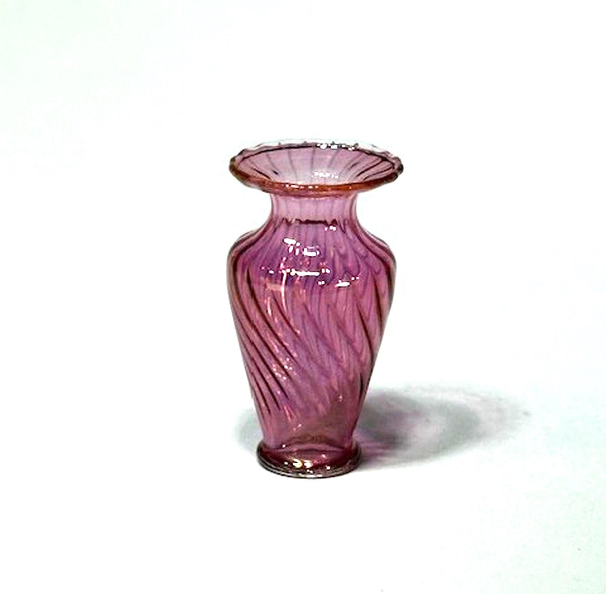 Miniature Swirled Cranberry Glass Grecian Vase by Philip Grenyer