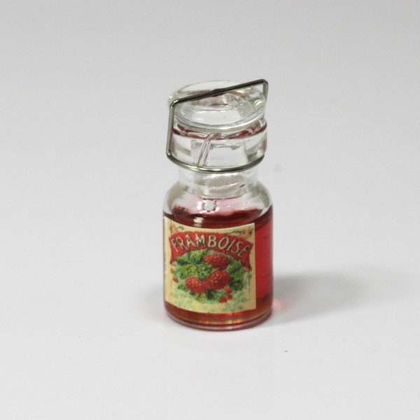 Dollhouse Miniature Vintage Look Artisan Red Raspberry Jam in a Glass Canning Jar