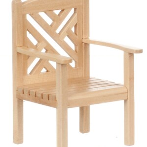 Dollhouse Miniature Garden Chair in Oak by Town Square Miniatures