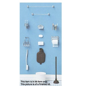 Dollhouse Miniature Chrysnbon Bathroom Accessories Kit that you will need to assemble