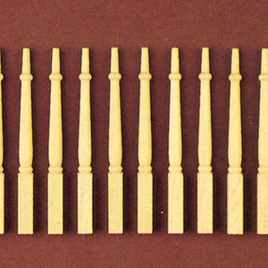 Dollhouse Miniature Set of 12 Wood Balusters in unfinished sanded wood by Handley House