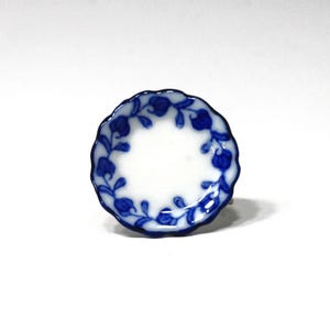 Dollhouse Miniature Blue Floral Porcelain Dinner Plate