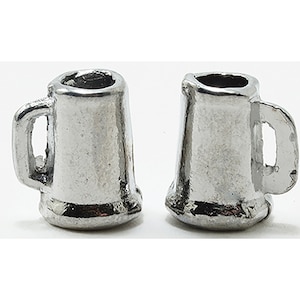 Dollhouse Miniature Pair of Pewter Beer Mugs by International Miniatures