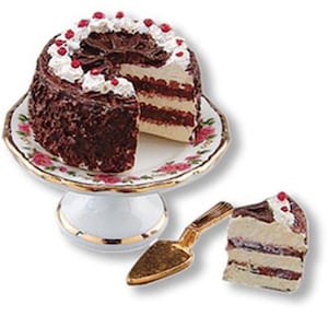 Dollhouse Miniature Black Forest Cake Set by Reutter Porcelain