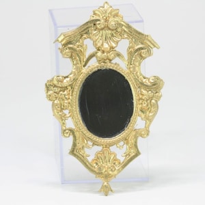 Dollhouse Miniature Ornate Wall Mirror in Gold by Island Crafts and Miniatures