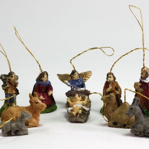 Dollhouse Miniature 12 Piece Christmas Holiday Nativity Set Ornaments