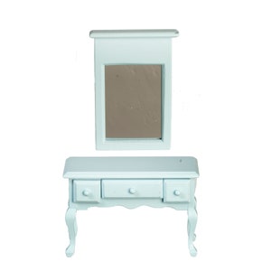Dollhouse Miniature Blue Vanity with Mirror