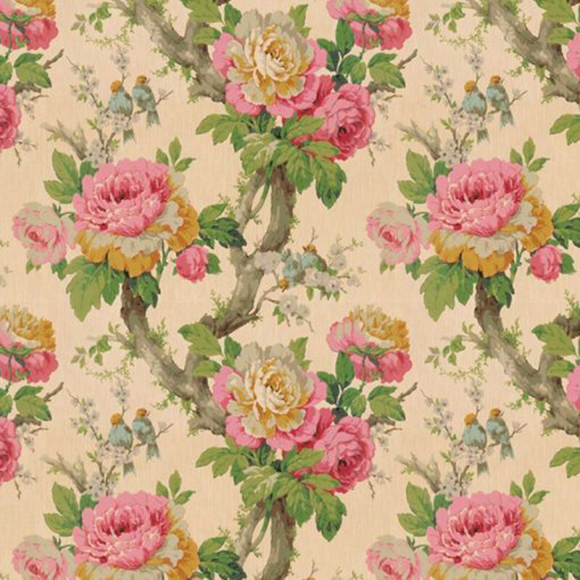 Vintage Cabbage Roses Wallpaper by Bradbury and Bradbury Etsy Hong Kong