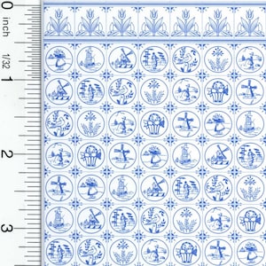 Dollhouse Wallpaper Compact Blue Dutch Tile Design by Jackson