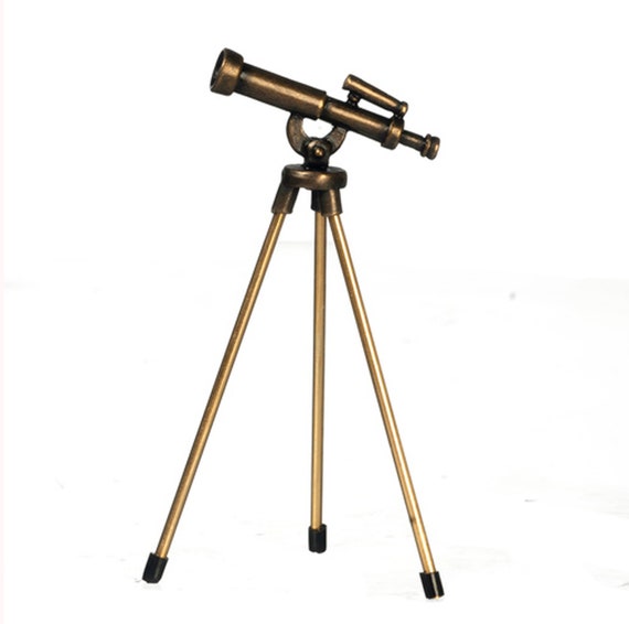 Dollhouse Brass Pull Out Telescope Miniature Handheld Study Accessory 1:12