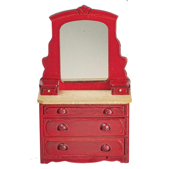 red dresser with mirror Furniture of America Burkhart Cherry/With Mirror 6-Drawer 58.38 in. W  Dresser EC-7866CH-DM