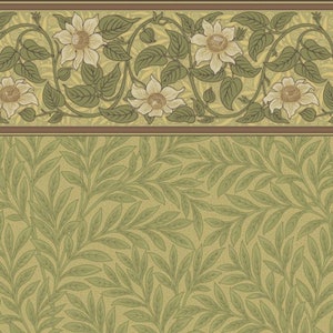 Dollhouse Wallpaper – Victorian Clematis Frieze, 1:12 Scale