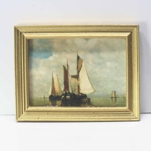 Dollhouse Miniature Art - Gold Framed Print of a Famous Sailing Seascape