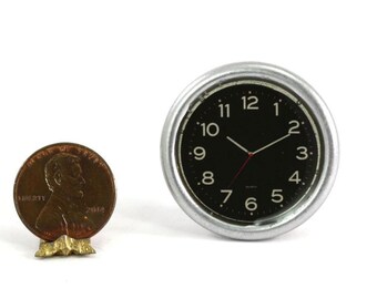 Dollhouse Miniature 1:12 Scale Retro Look Silver Wall Clock