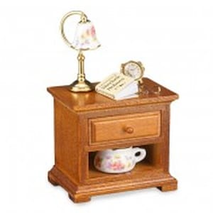 Dollhouse Miniature Bedroom Night Stand w/Accessories by Reutter Porcelain
