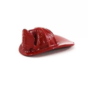Dollhouse Miniature Red Fireman's Helmet  in Painted Metal