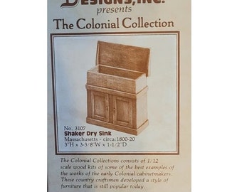 Dollhouse  1:12 Shenandoah Designs Kit 3107 Shaker Dry Sink - Colonial Collection