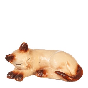 Dollhouse Miniature Artisan Siamese Cat Laying Left  by Town Square Miniatures