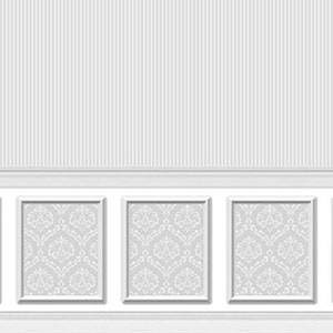 Dollhouse Miniature Wallpaper - Ethereal Wainscot Grey Wide