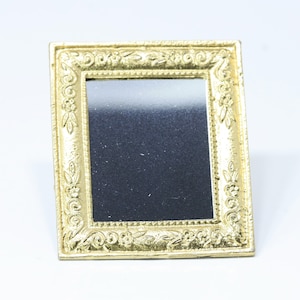 Dollhouse Miniature Traditional  Gold Metal Framed Wall Mirror 