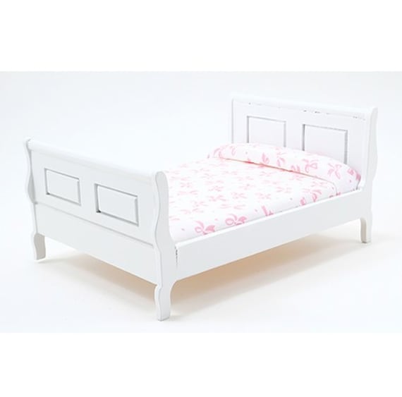Dollhouse Miniature Sleigh Bed in White by Handley House Etsy