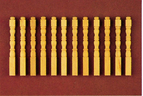 Dollhouse Miniature Set of 12 Wood Balusters 