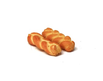 Dollhouse Miniature Set of 2 Artisan Braided Challah Breads