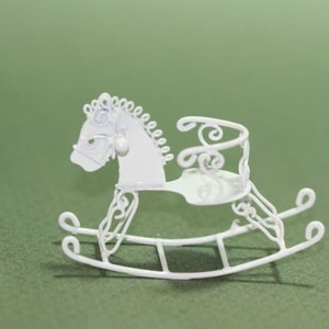 Dollhouse Miniature 1:24 Childrens Rocking Horse in White Wire